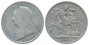 Great Britain, Victoria, Silver Crown, 1894, veiled bust (KM 783).Fine+.