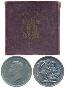 Great Britain, George VI, Cupro-Nickel Crown or 5 Shillings, 1951, rev. St. George slaying