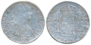 Mexico, Charles IV, Silver 8 Reales, 27.g, 1807 (KM 109). Very Fine+.