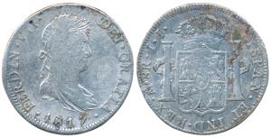 Mexico, FerdinVII Silver 8 Reales, 27.g, 1817 (KM 161). Fine+.