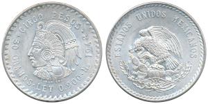 Mexico, Silver 5 Pesos, 30g, 1948 (KM 465). Uncirculated.