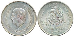 Mexico, Silver 5 Pesos, 27.7g, 1952 (KM 467). Uncirculated.