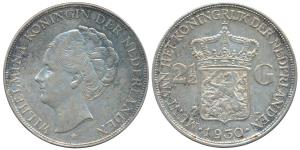Netherlands, Wilhelmina, Silver 2 ½ Gulden, 1930 (KM 165).Very Fine+, Rare.