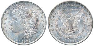 United States of America, Silver Morgan Dollar, 26.64g, 1921 (KM 110).Extremely Fine.