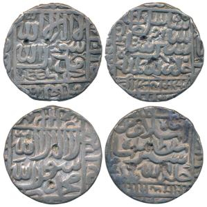 Islam Shah Suri, Silver Rupee (2), 11.19g & 11.32g, no mint type, the first Jahanpanah typ