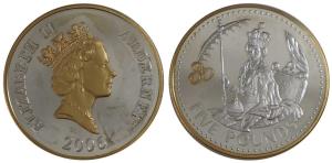 Alderney, Elizabeth II, Silver 5 Pounds, 28.28g, 2006, 80th Anniversary of the Birth of Qu