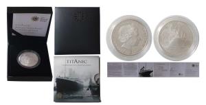 Alderney, Elizabeth II, Silver Five Pounds, 31.1g, 2012, The ships Titanic leaving Southam
