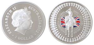 Australia, Queen Elizabeth II, Silver 1 Dollar, 31.1g, 1oz, 2002, rev. Queen Mother. Proof