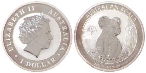 Australia, Queen Elizabeth II, Silver 1 Dollar, 31.1g, 1oz, 2017, rev. Australian Koala. U