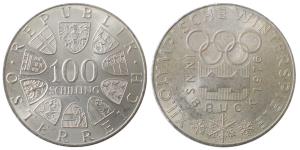 Austria, Silver 100 Shillings, 23.82g, 1976, Olympics Innsbruck, (KM 2926).Uncirculated.