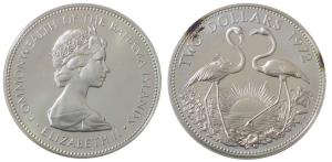 Bahamas, Elizabeth II, Silver 2 Dollars, 29.8g, 1972, rev. the national Bird of the countr