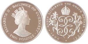 Bailiwick of Guernsey, Elizabeth II, Silver 2 Pounds, 28.28g, 1990, 90th Anniversary of th