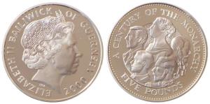 Bailiwick of Guernsey, Elizabeth II, Silver 5 Pounds, 38.6g, 2000, Century of the Monarchy