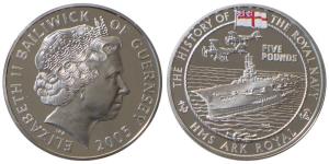 Bailiwick of Guernsey, Elizabeth II, Silver 5 Pounds, 28.32g, 2005, The History of the Roy