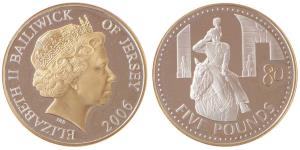 Bailiwick of Jersey, Elizabeth II, Silver 5 Pounds, 28.28g, 2006, 80th Anniversary of the 