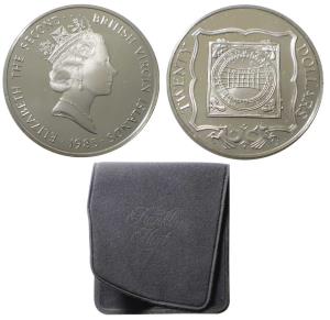 British Virgin Islands, Elizabeth II, Silver 20 Dollars, 19g, 1985, an ivory sundial (KM 5