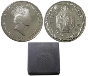 British Virgin Islands, Elizabeth II, Silver 20 Dollars, 19g, 1985, Religious medallion (K