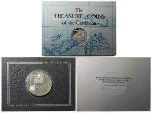 British Virgin Islands, Elizabeth II, Silver 20 Dollars, 19g, 1985, 2 cannons and ship(KM 