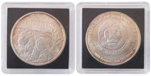 Republic of Burundi, Silver 5,000 Francs, 31.1g, 2015, African Lion.In plastic case of iss
