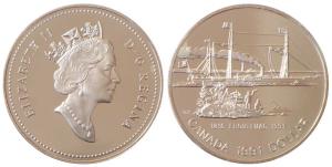Canada, Elizabeth II, Silver Dollar, 23.32g, 1991, 175th Anniversary of the S.S. Frontenac