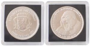 Republic of Congo, Silver 5,000 Francs, 31.1g, 2015 Congo Silverback Gorilla.in plastic ca