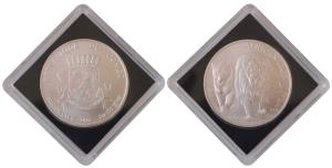 Republic of Congo, Elizabeth II, Silver 5,000 Francs, 31.1g, 2016 African Lion, in plastic