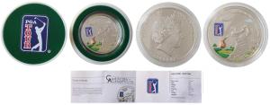 Cook Islands, Elizabeth II, Silver Five Dollars, 20g, 2013, PGA Tour-Golf Club.Proof, with