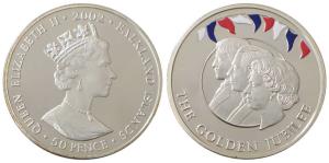 Falkland Islands, Elizabeth II, 1 Crown, 28.28 g, 2002, Conjoined busts of Queen Elizabeth