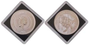 Fiji, Elizabeth II, Silver 2 Dollars, 31.1g, 2011, Fiji Taku.in plastic case of issue.