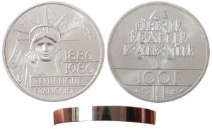 France, Silver Pied fort, 30g, 1986, Lettering: 1886 1986 RÉPUBLIQUE FRANÇAISE. Uncirculat