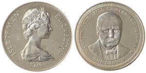 Isle of Man, Elizabeth II, Silver Crown, 28.54g, 1974, (KM 30).