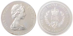 Isle of Man, Elizabeth II, Silver Crown, 28.43g, 1977, (KM 41).