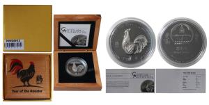 Mongolia, Silver, 500 Togrog, 25g, 2017, Year of the Rooster, Proof, within original box o