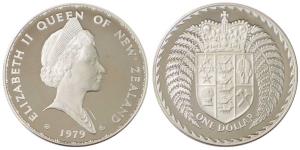 New Zealand, Elizabeth II, Silver 1 Dollar, 27.28g, 1979 (KM 48a). Proof