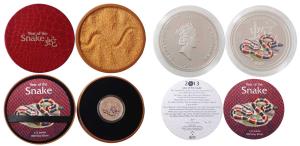 Niue, Elizabeth II, Silver One Dollar, 15.56g, 2013, Year of the Snake Proof, within origi
