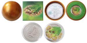 Niue, Elizabeth II, Silver One Dollar, 31.1g, 2015, Money Frog, pied fort coin Proof, with