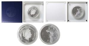 Niue, Elizabeth II, Silver Two Dollars, 31.1g, 2015, Year of The Goat, In Acrylic magnetic