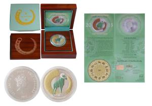 Niue, Elizabeth II, Silver Two Dollars, 31.1g, 2015, Year of The Goat, Proof, within origi