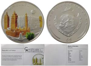 Palau, Silver 5 Dollar, 25g, 2011,obv.World of wonders Timbuktu, rev. Palau Coat of Arms.P
