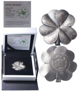 Palau, Silver 5 Dollars, 31.1g, 2018, Four-leaf Clovers series, Silver Fortune. Proof, wit