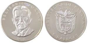 Panama, Silver, 5 Balboas, 35.1 g. 1976, BelisarioPorras, Proof.