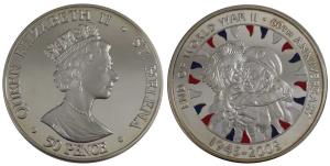 Saint Helena, Elizabeth II, Silver 50 Pence, 28.28g, 2005, 60th Anniversary of World War I