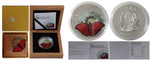 Tanzania, Silver 5 Dollars, 25g, 2016, Butterfly in 3D, Proof, within original box of issu