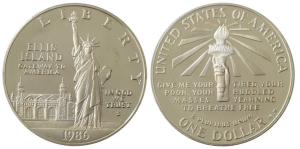 United States of America, Ellis Island, Silver Dollar, 26.57g, 1986. Proof.