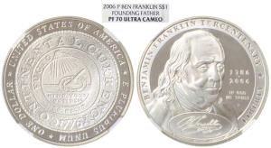 United States of America, Silver Dollar, 2006-P, Benjamin Franklin, Founding Father, Terce