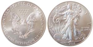 United States of America, Liberty, Silver Eagle Dollar, 1 oz., 31.13g, 2016, (KM 273). Unc