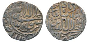 Akbar, Silver Rupee, 11.34g, Hisar Firoza Mint, AH 966, obv. Kalima within circle (KM 80.9