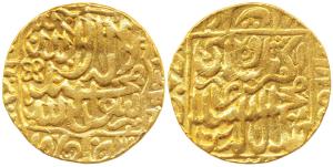 Gold Token, 10.8g, stylization that of an Akbar Gold Mohur, obv. Kalima within square scal