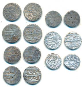 Shah Jahan, Silver Rupee (7), Surat Mint (2); Burhanpur Mint; Multan Mint (2); mint name o
