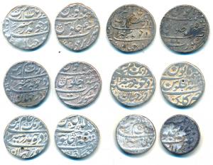 Aurangzeb, Silver Rupee (6), Surat Mint (2) AH 1092/24, 1092/25; Bareli Mint AH 1115/4X Sh